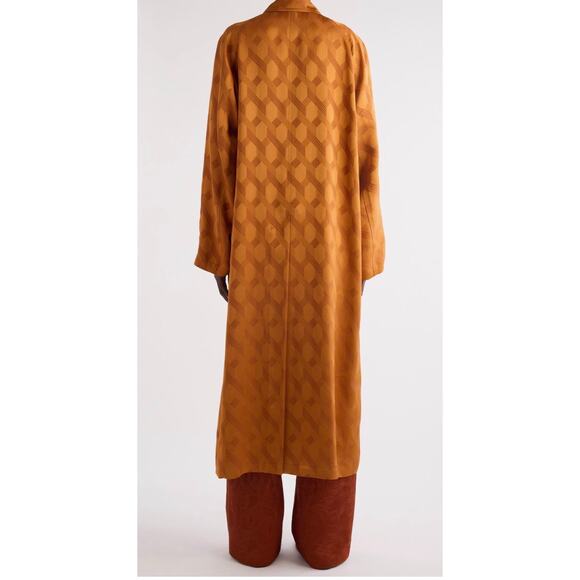 Dries Van Noten Oversized Raltonas Coat in Jacquard Orange 34 US 4 - Picture 6 of 6